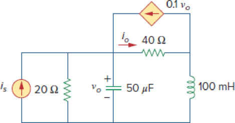 Chapter 10, Problem 8P, Use nodal analysis to find current io in the circuit of Fig. 10.57. Let is = 6 cos(200t + 15) A. 
