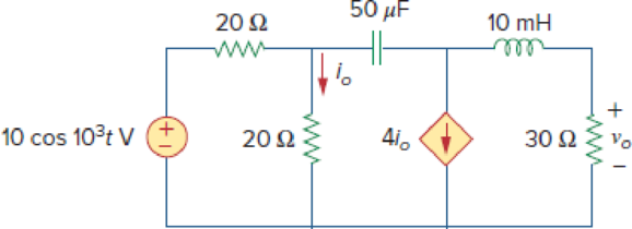 Chapter 10, Problem 9P, Use nodal analysis to find vo in the circuit of Fig. 10.58. Figure 10.58 