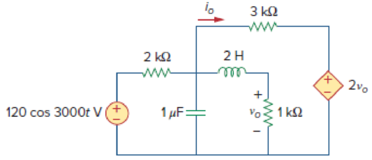 Chapter 10.8, Problem 13PP, Use PSpice to obtain vo and io in the circuit of Fig. 10.37. Figure 10.37 