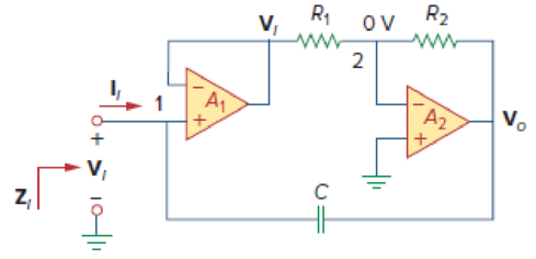 Chapter 10.9, Problem 15PP, Determine the equivalent capacitance of the op amp circuit in Fig. 10.41 if R1 = 10 k, R2 = 10 M, 