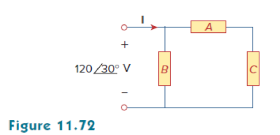 Chapter 11, Problem 53P, In the circuit of the Fig. 11.72, load A receives 4 k VA at 0.8 pf leading. Load B receives 2.4 kVA 