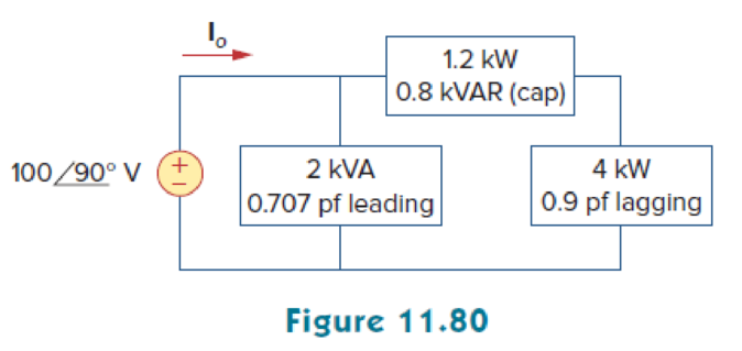 Chapter 11, Problem 61P, Given the circuit in Fig. 11.80, find Io and the overall complex power supplied. 