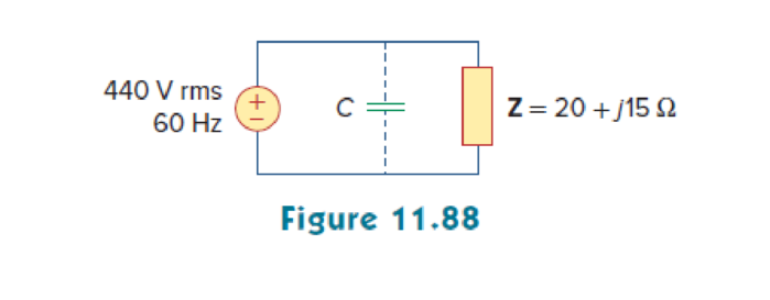 Chapter 11, Problem 69P, Refer to the circuit shown in Fig. 11.88. (a) What is the power factor? (b) What is the average 