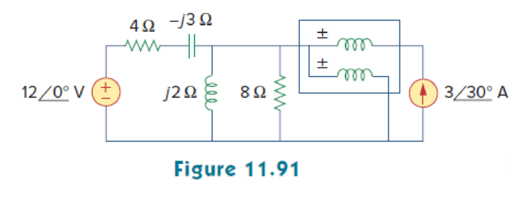 Chapter 11, Problem 76P, Obtain the wattmeter reading of the circuit in Fig. 11.91. 