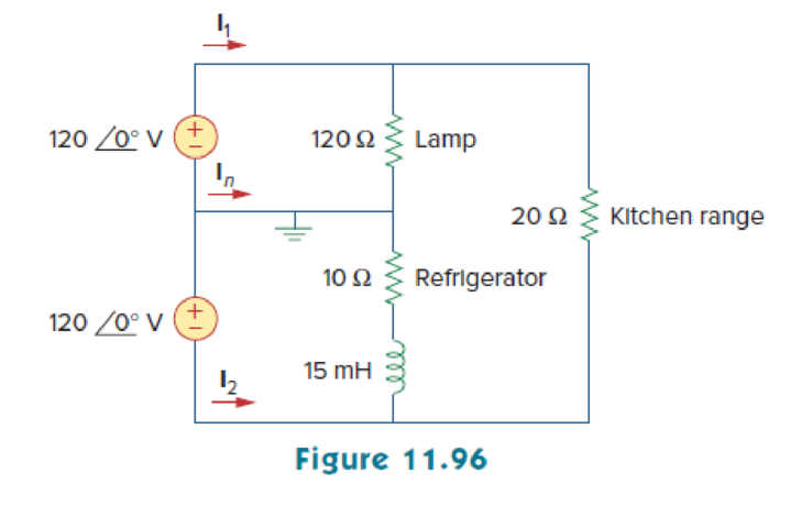 Chapter 11, Problem 85P, A regular household system of a single-phase three-wire circuit allows the operation of both 120-V 
