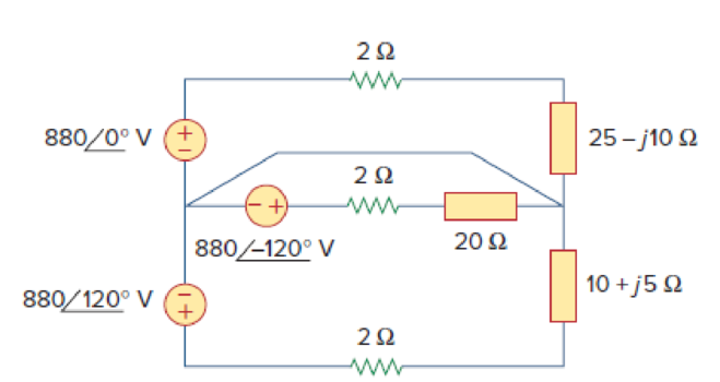 Chapter 12, Problem 10P, For the circuit in Fig. 12.43, determine the current in the neutral line. 