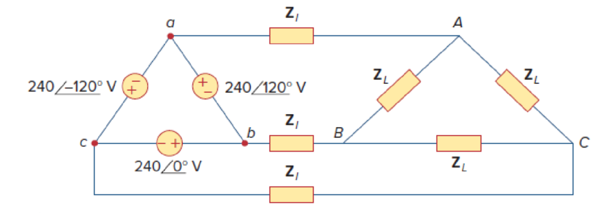 Chapter 12, Problem 22P, Find the line currents IaA, IbB, and IcC in the three-phase network of Fig. 12.53. Take ZL = (114 + 
