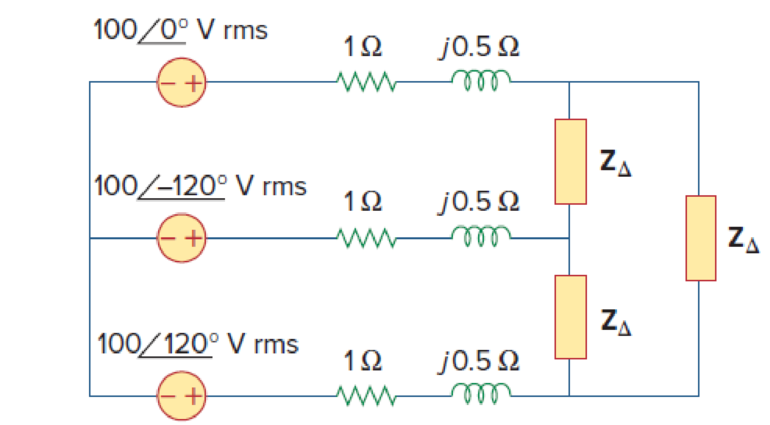 Chapter 12, Problem 40P, For the three-phase circuit in Fig. 12.59, find the average power absorbed by the delta-connected 