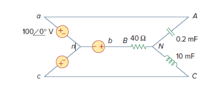 Chapter 12, Problem 59P, The source in Fig. 12.65 is balanced and exhibits a positive phase sequence. If f = 60 Hz, use 