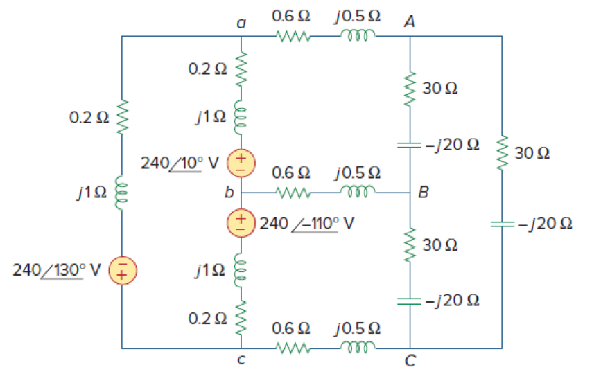 Chapter 12, Problem 65P, A balanced three-phase circuit is shown in Fig. 12.70 on the next page. Use PSpice or MultiSim to 