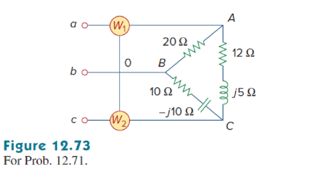 Chapter 12, Problem 71P, In Fig. 12.73, two wattmeters are properly connected to the unbalanced load supplied by a balanced , example  2