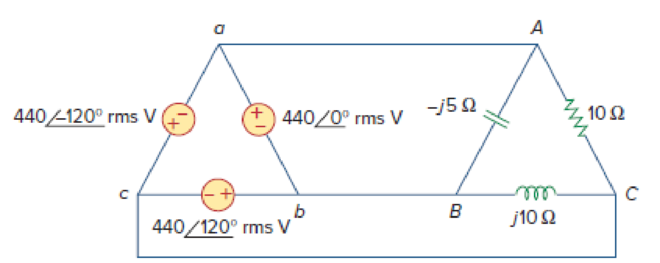 Chapter 12.8, Problem 10PP, Find the line currents in the unbalanced three-phase circuit of Fig. 12.26 and the real power 