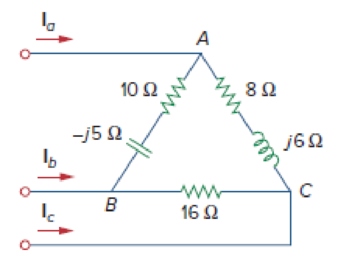 Chapter 12.8, Problem 9PP, The unbalanced -load of Fig. 12.24 is supplied by balanced line-to-line voltages of 440 V in the 