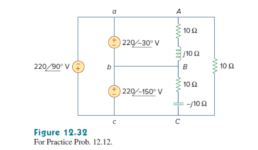 Chapter 12.9, Problem 12PP, For the unbalanced circuit in Fig. 12.32, use PSpice to find the generator current Ica, the line 