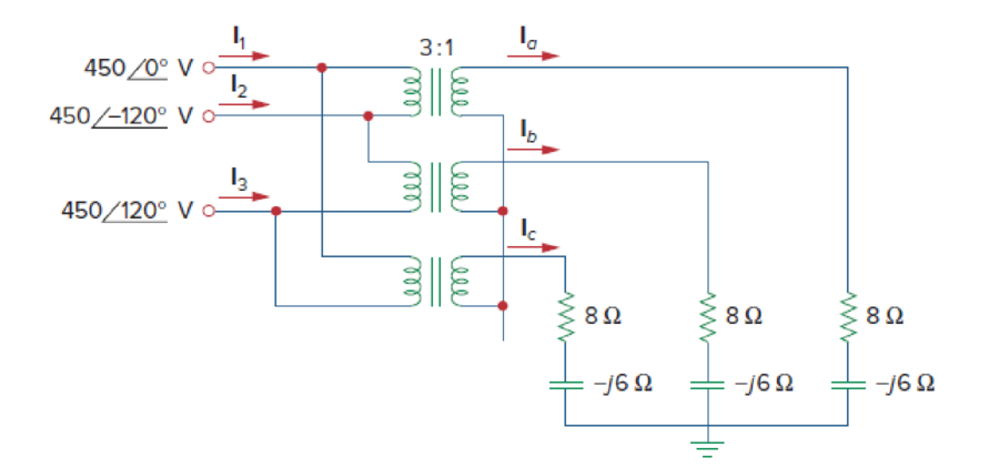 Chapter 13, Problem 73P, Figure 13.135 on the next page shows a three-phase transformer that supplies a Y-connected load. (a) 