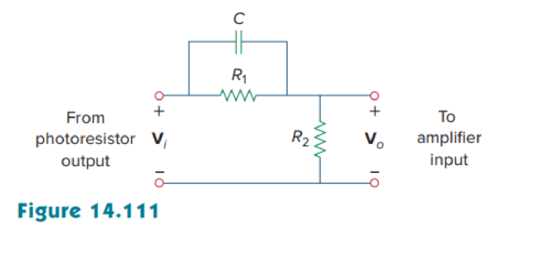 Chapter 14, Problem 103CP, The RC circuit in Fig. 14.111 is used for a lead compensator in a system design. Obtain the transfer 