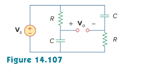 Chapter 14, Problem 93P, For the phase shifter circuit shown in Fig. 14.107, find H = Vo/VS. 