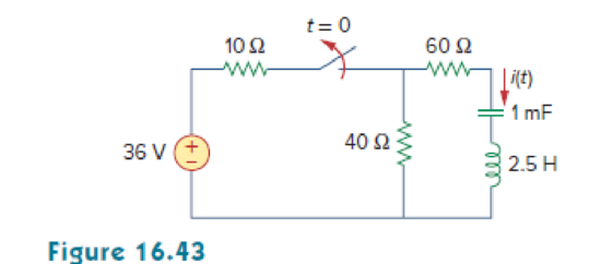 Chapter 16, Problem 20P, Find i(t) for t  0 in the circuit of Fig. 16.43. 