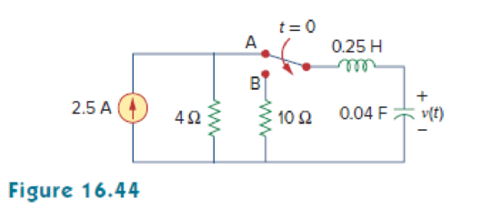 Chapter 16, Problem 21P, In the circuit of Fig. 16.44, the switch moves (make before break switch) from position A to B at t 