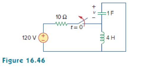 Chapter 16, Problem 23P, Obtain v (t) for t  0 in the circuit of Fig. 16.46. 