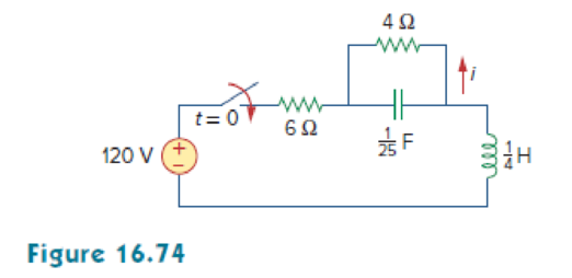 Chapter 16, Problem 51P, In the circuit of Fig. 16.74, find i(t) for t  0. 