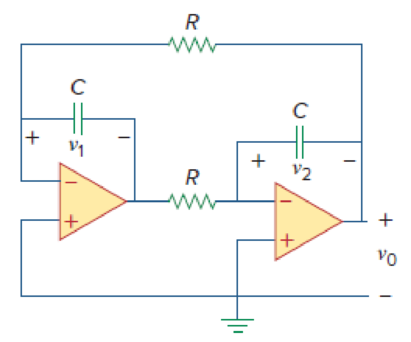 Chapter 16, Problem 67P, Given the op amp circuit in Fig. 16.90, if v1(0+) = 2 V and v2(0+) = 0 V, find v0 for t  0. Let R = 