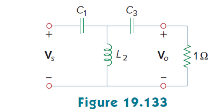 Chapter 19, Problem 97P, Synthesize the transfer function Hs=VoVs=s3s3+6s+12s+24 using the LC ladder network in Fig. 19.133. 