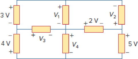 Chapter 2, Problem 14P, Given the circuit in Fig. 2.78, use KVL to find the branch voltages V1 to V4. Figure 2.78 For Prob. 