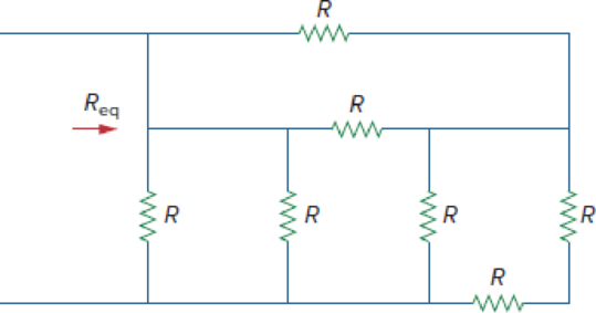Chapter 2, Problem 29P, All resistors (R) in Fig. 2.93 are 10  each. Find Req. Figure 2.93 For Prob. 2.29. 