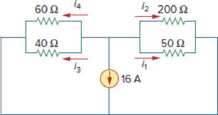 Chapter 2, Problem 32P, Find i1 through i4 in the circuit in Fig. 2.96. Figure 2.96 For Prob. 2.32. 
