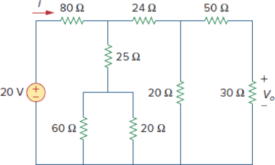 Chapter 2, Problem 36P, Find i and Vo in the circuit of Fig. 2.100. Figure 2.100 For Prob. 2.36. 
