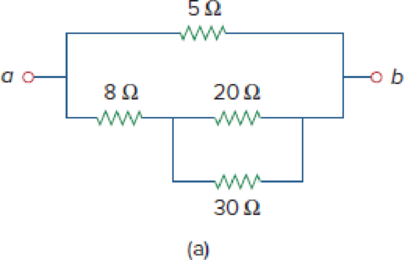 Chapter 2, Problem 42P, Reduce each of the circuits in Fig. 2.106 to a single resistor at terminals a-b. Figure 2.106 For , example  1