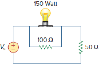 Chapter 2, Problem 58P, The 150 W tight bulb in Fig. 2.122 is rated at 110 volts. Calculate the value of Vs to make the 