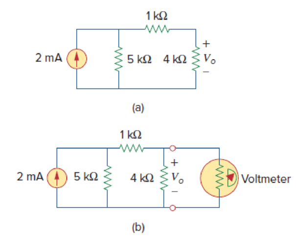 Chapter 2, Problem 67P, (a) Obtain the voltage Vo in the circuit of Fig. 2.127(a). (b) Determine the voltage Vo measured 
