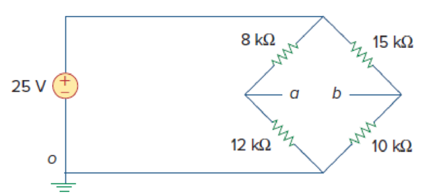 Chapter 2, Problem 70P, (a) Consider the Wheatstone bridge shown in Fig. 2.130. Calculate va, vb, and vab. (b) Rework part 