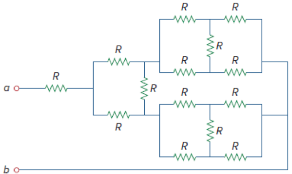 Chapter 2, Problem 75P, Find Rab in the four-way power divider circuit in Fig. 2.135. Assume each R = 4. Figure 2.135 