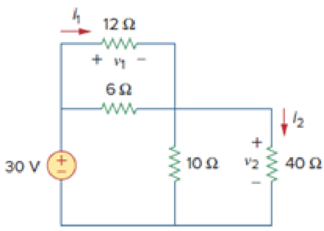 Chapter 2.6, Problem 12PP, Find v1 and v2 in the circuit shown in Fig. 2.43. Also calculate i1 and i2 and the power dissipated 