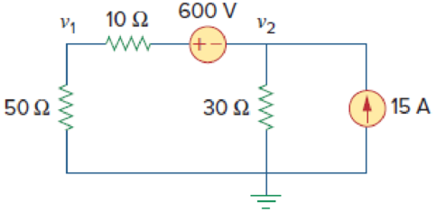 Chapter 3, Problem 13P, Calculate v1 and v2 in the circuit of Fig. 3.62 using nodal analysis. Figure 3.62 For Prob. 3.13. 