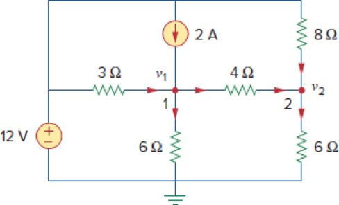 Chapter 3, Problem 2RQ, Figure 3.46 For Review Questions 3.1 and 3.2 In the circuit of Fig. 3.46, applying KCL at node 2 