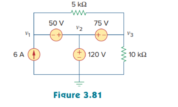Chapter 3, Problem 32P, Obtain the node voltages v1, v2, and v3 in the circuit of Fig. 3.81. 