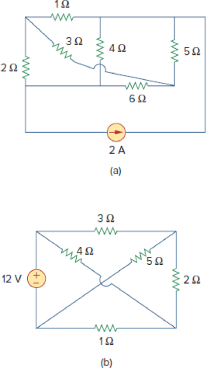 Chapter 3, Problem 33P, Which of the circuits in Fig. 3.82 is planar? For the planar circuit, redraw the circuits with no 