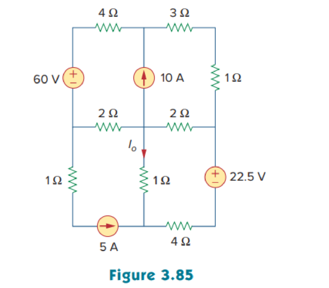 Chapter 3, Problem 38P, Apply mesh analysis to the circuit in Fig. 3.85 and obtain Io. 