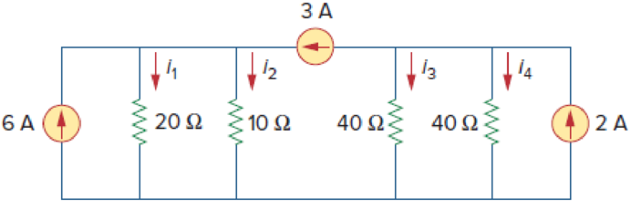 Chapter 3, Problem 4P, Given the circuit in Fig. 3.53, calculate the currents i1 through i4. Figure 3.53 For Prob. 3.4. 