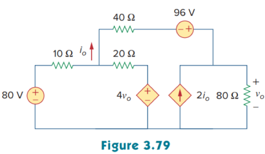 Chapter 3, Problem 59P, Rework Prob. 3.30 using mesh analysis. Using nodal analysis, find vo and io in the circuit of Fig. 