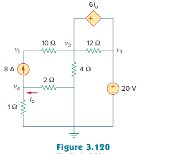 Chapter 3, Problem 80P, Find the nodal voltages v1 through v4 in the circuit of Fig. 3.120 using PSpice or MultiSim. 