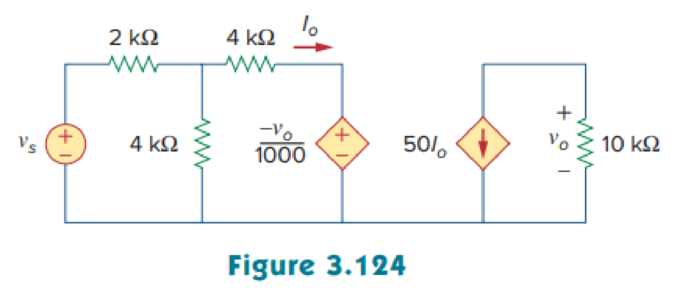 Chapter 3, Problem 88P, Determine the gain vo/vs of the transistor amplifier circuit in Fig. 3.124. 