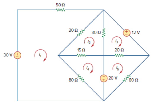 Chapter 3.6, Problem 9PP, By inspection, obtain the mesh-current equations for the circuit in Fig. 3.30. Figure 3.30 For 