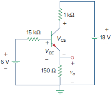 Chapter 3.9, Problem 12PP, For the transistor circuit in Fig. 3.42, let  = 100 and VBE = 0.7 V. Determine vo and VCE. Figure 