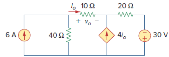 Chapter 4, Problem 11P, Use the superposition principle to find io and vo in the circuit of Fig. 4.79. Figure 4.79 