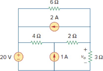 Chapter 4, Problem 14P, Apply the superposition principle to find vo in the circuit of Fig. 4.82. Figure 4.82 